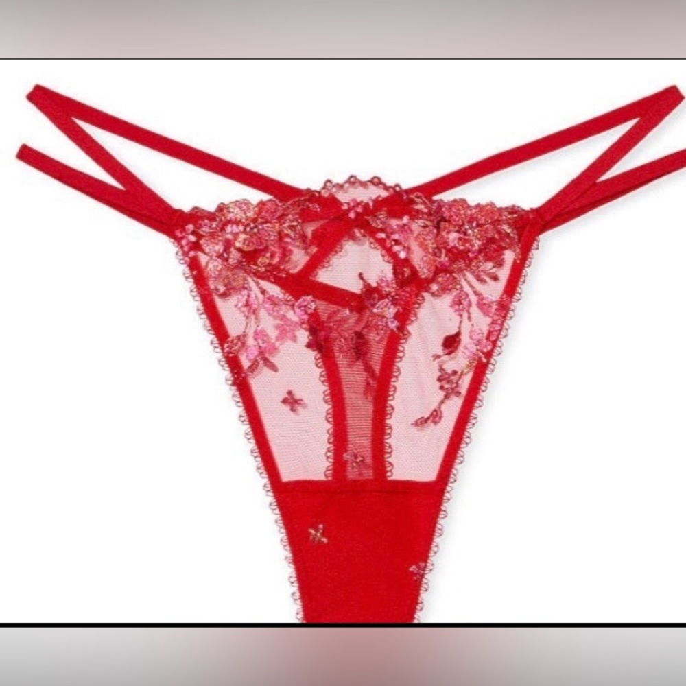 NWT! VS Very Sexy Floral Embroidery Thong Panty